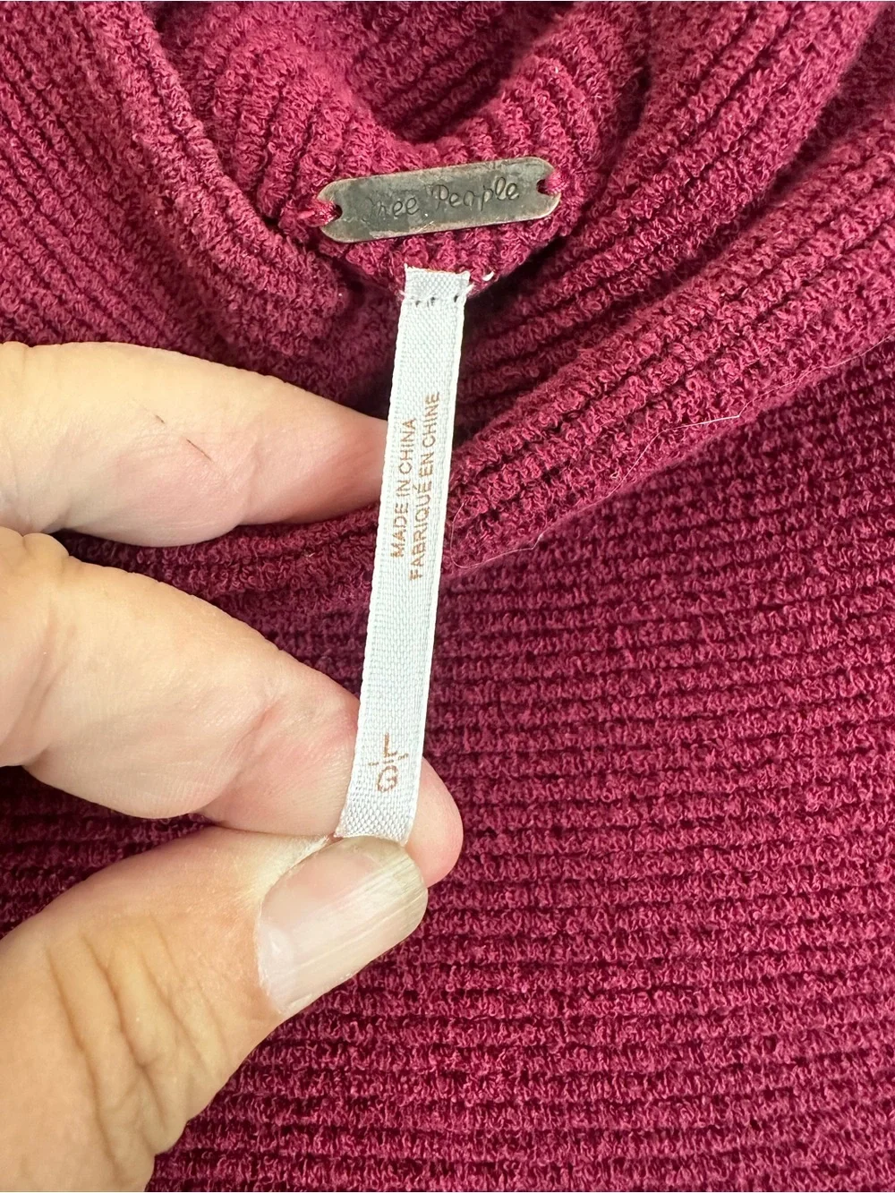 Free People Wine Red Turtleneck Sweater